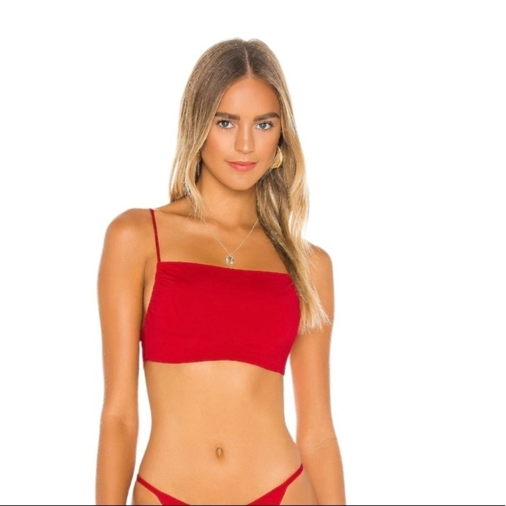 L*Space Red Bikini Top Revolve Splash Adjustable Straps Unpadded Size XS